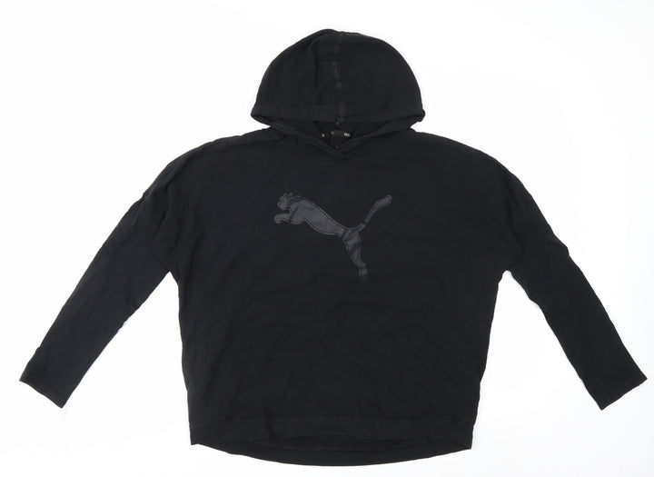 Puma Women's Black Pullover Hoodie Size 12 Hooded Logo Sweatshirt