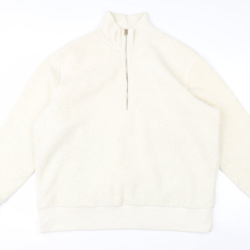 Next Women Ivory Fleece 1/4 Zip Sweatshirt XL Polyester