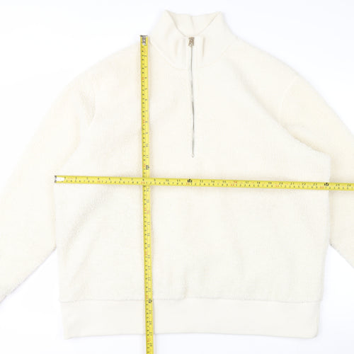 Next Women Ivory Fleece 1/4 Zip Sweatshirt XL Polyester