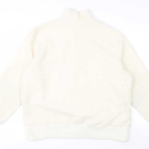 Next Women Ivory Fleece 1/4 Zip Sweatshirt XL Polyester