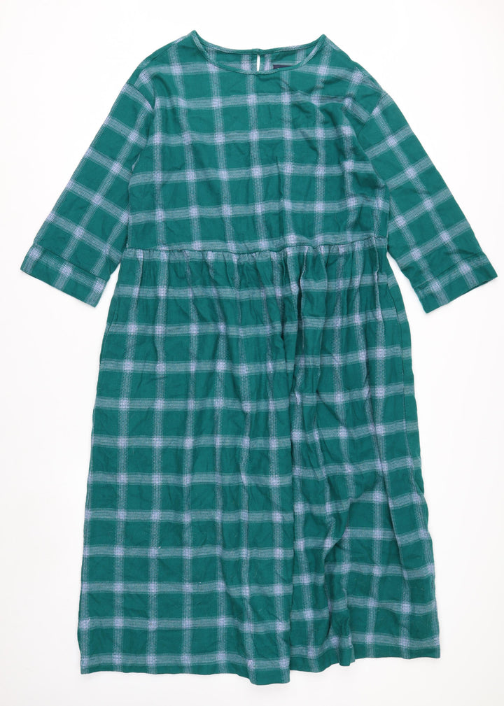 Burgs Women's Green Check A-Line Midi Dress Size 10