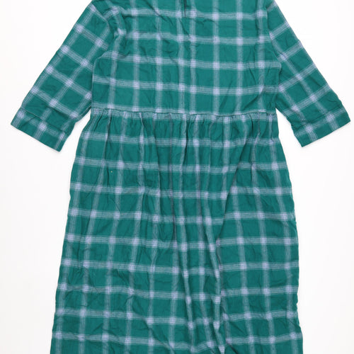 Burgs Women's Green Check A-Line Midi Dress Size 10