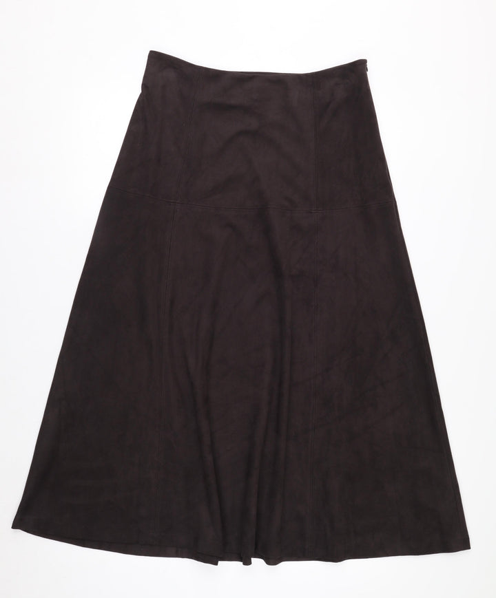 Marks and Spencer Womens Brown A-Line Midi Skirt Size 12