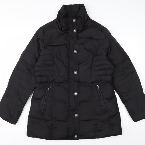 London Fog Womens Black Mid-Length Puffer Coat Jacket M