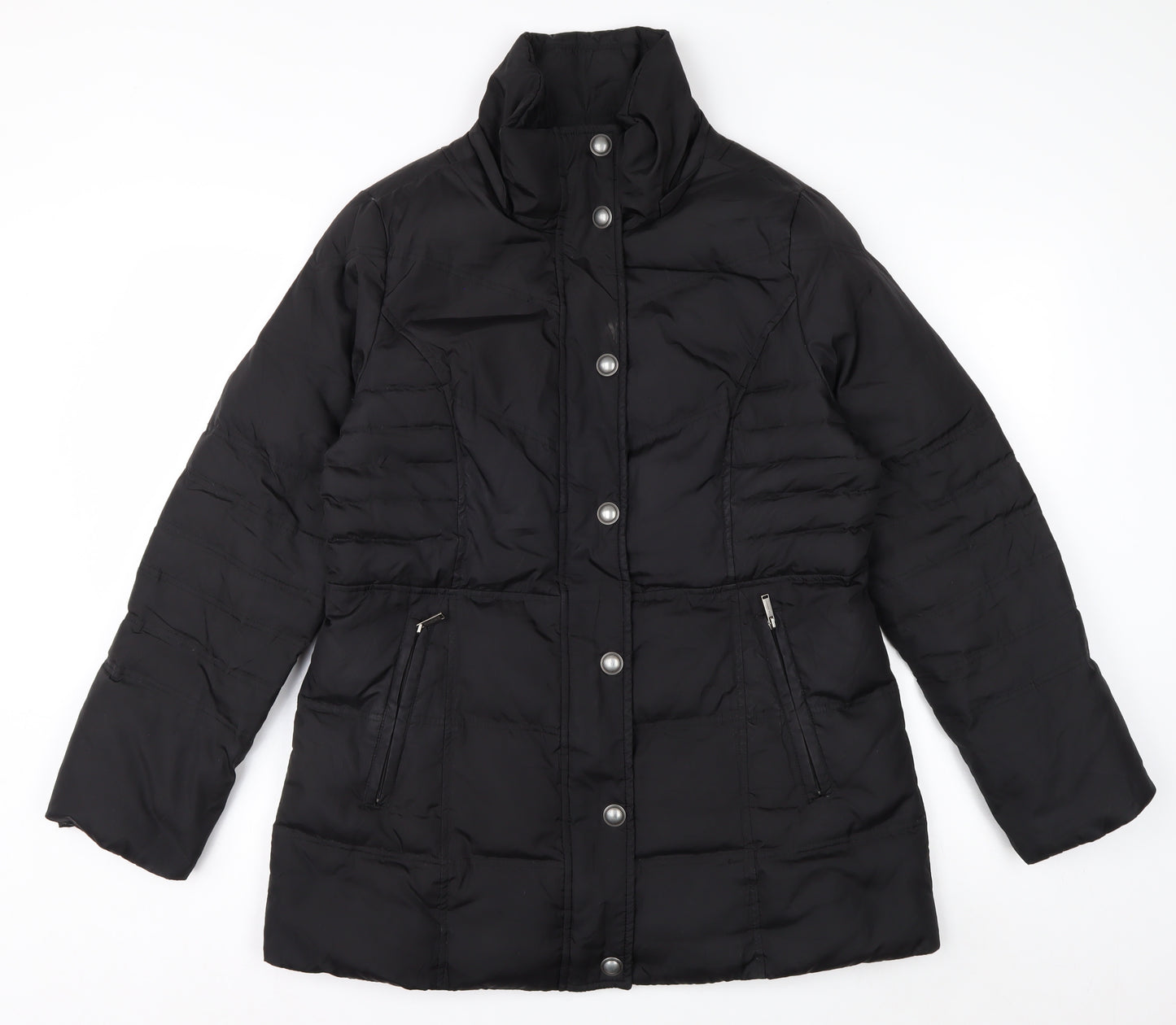 London Fog Womens Black Mid-Length Puffer Coat Jacket M