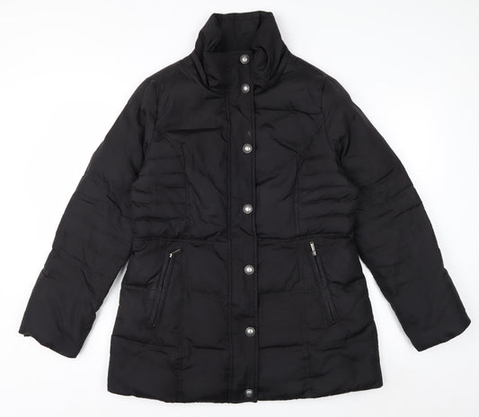 London Fog Womens Black Mid-Length Puffer Coat Jacket M