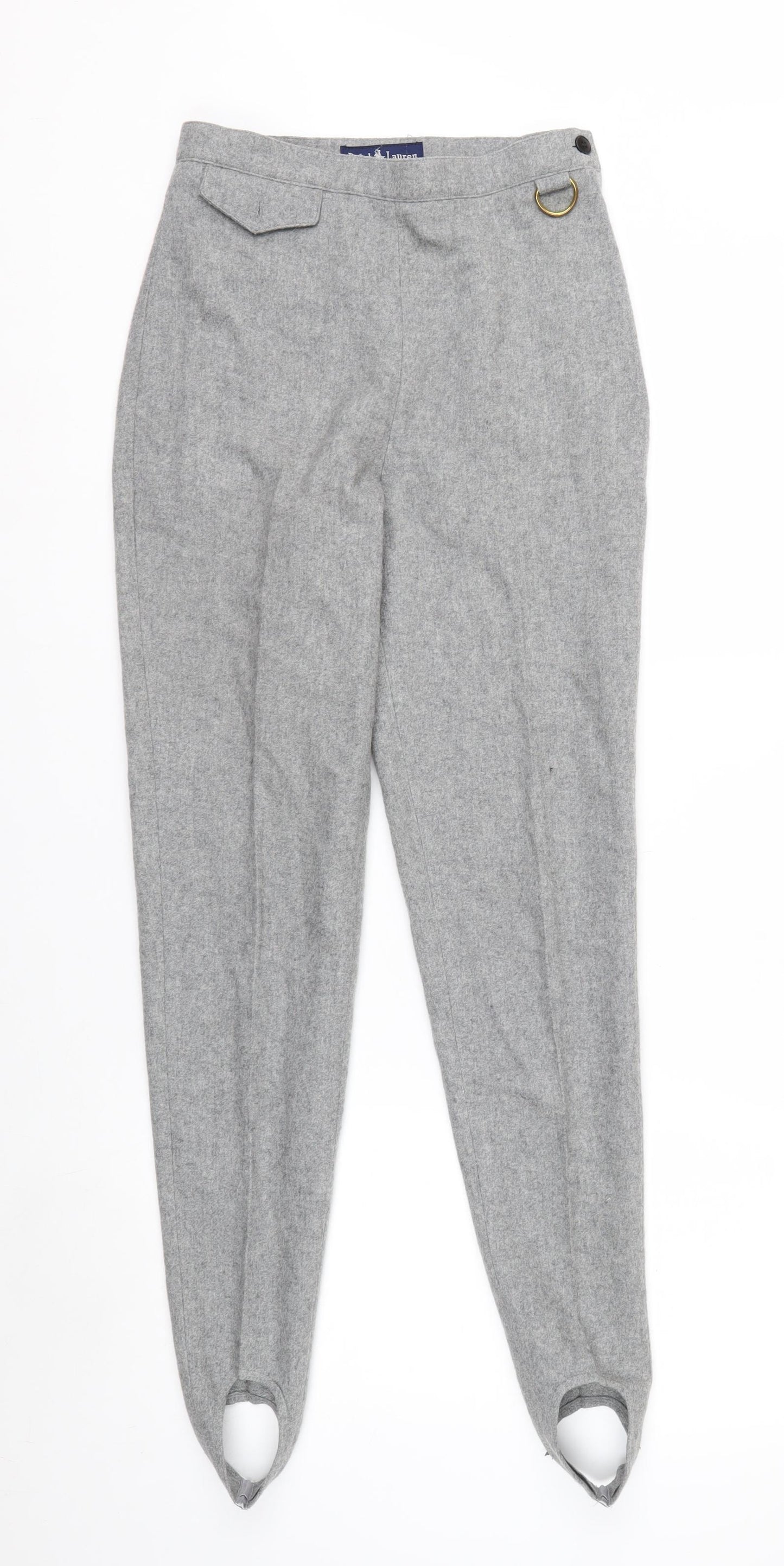 Ralph Lauren Women's Grey Wool Tapered Stirrup Trousers Size 4