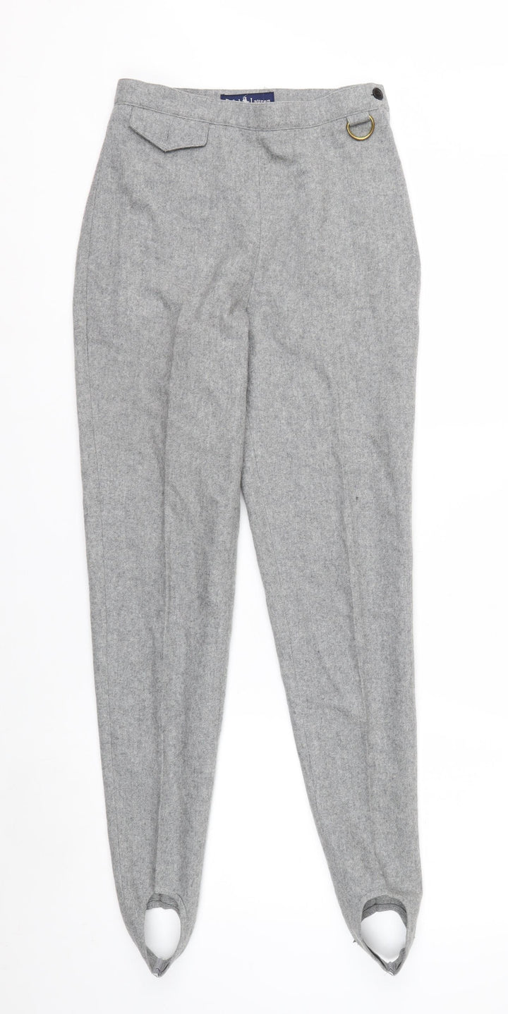 Ralph Lauren Women's Grey Wool Tapered Stirrup Trousers Size 4