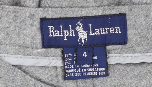 Ralph Lauren Women's Grey Wool Tapered Stirrup Trousers Size 4