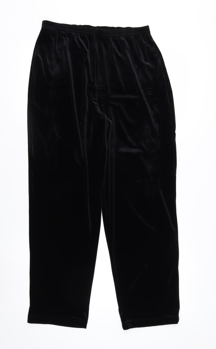 Notations Women's Black Petite Velvet Stretch Trousers L