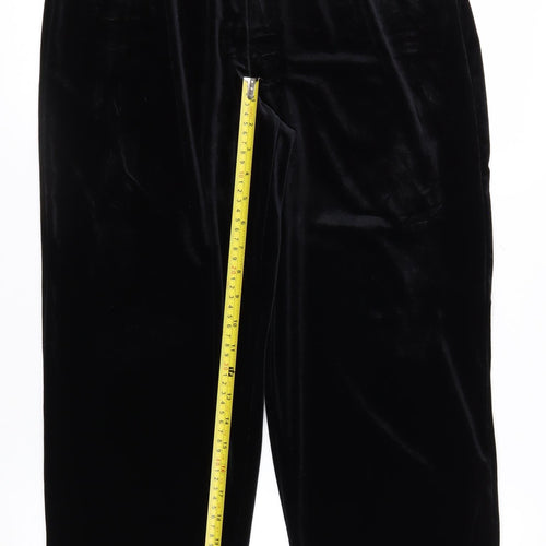 Notations Women's Black Petite Velvet Stretch Trousers L