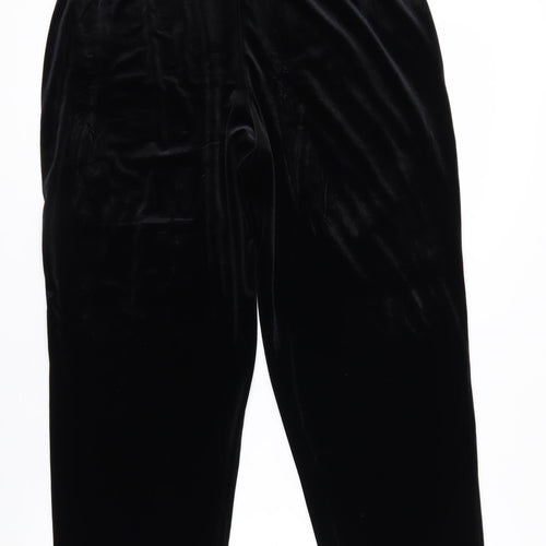 Notations Women's Black Petite Velvet Stretch Trousers L