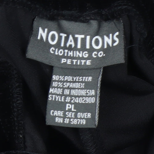 Notations Women's Black Petite Velvet Stretch Trousers L