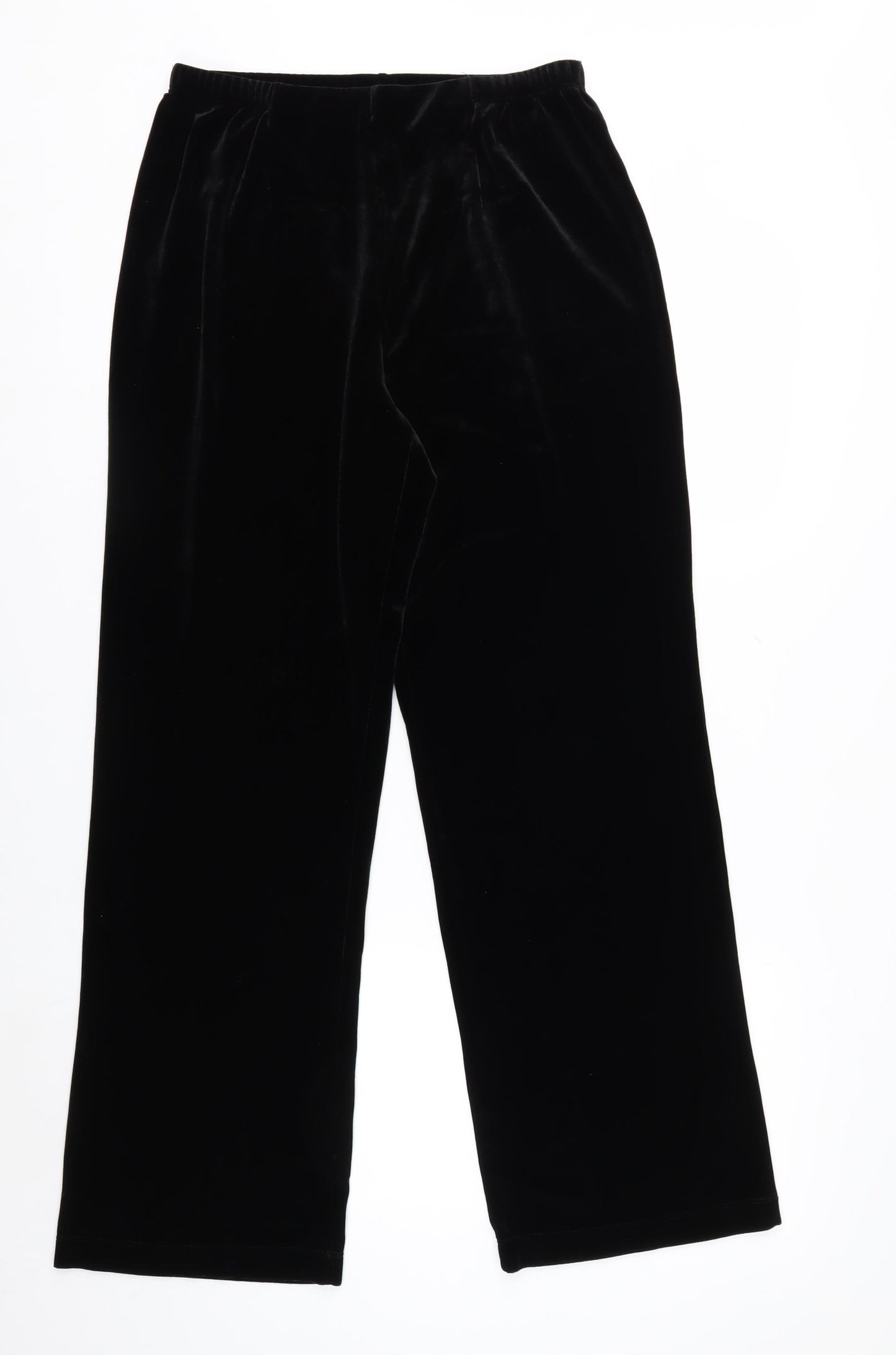White Stag Women's Black Velvet Straight Leg Trousers Size M 8/10