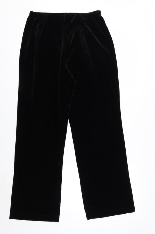 White Stag Women's Black Velvet Straight Leg Trousers Size M 8/10