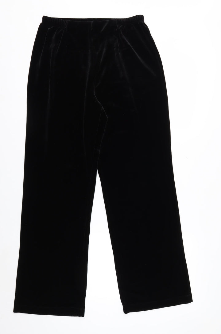 White Stag Women's Black Velvet Straight Leg Trousers Size M 8/10