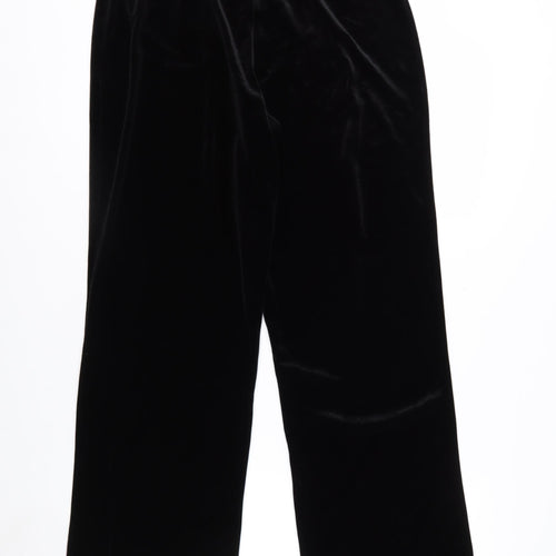 White Stag Women's Black Velvet Straight Leg Trousers Size M 8/10