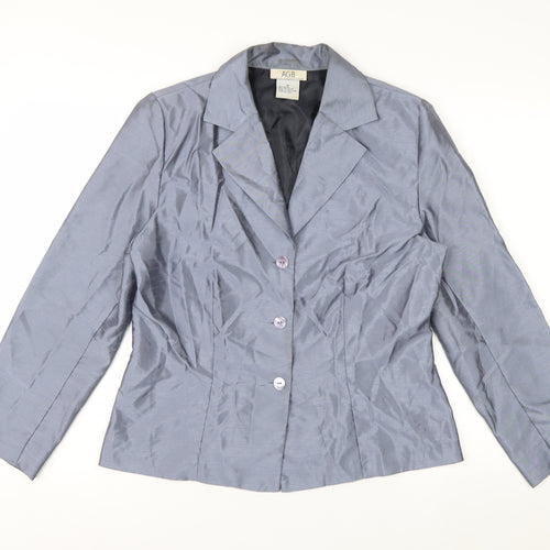 AGB Women’s Grey Classic Blazer Size 10 Buttoned Formal Jacket