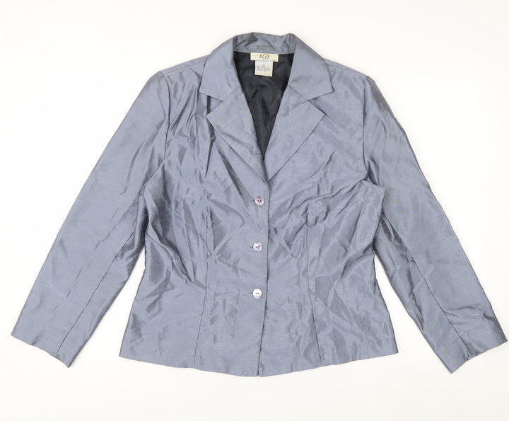AGB Women’s Grey Classic Blazer Size 10 Buttoned Formal Jacket