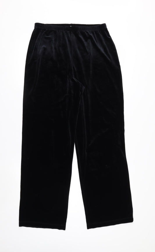 Notations Womens Black Velvet Stretch Trousers Size M