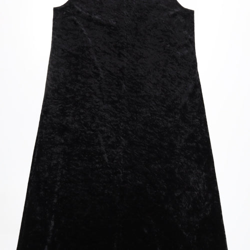 Impressions of California Women Black Velvet A-Line Midi Dress L