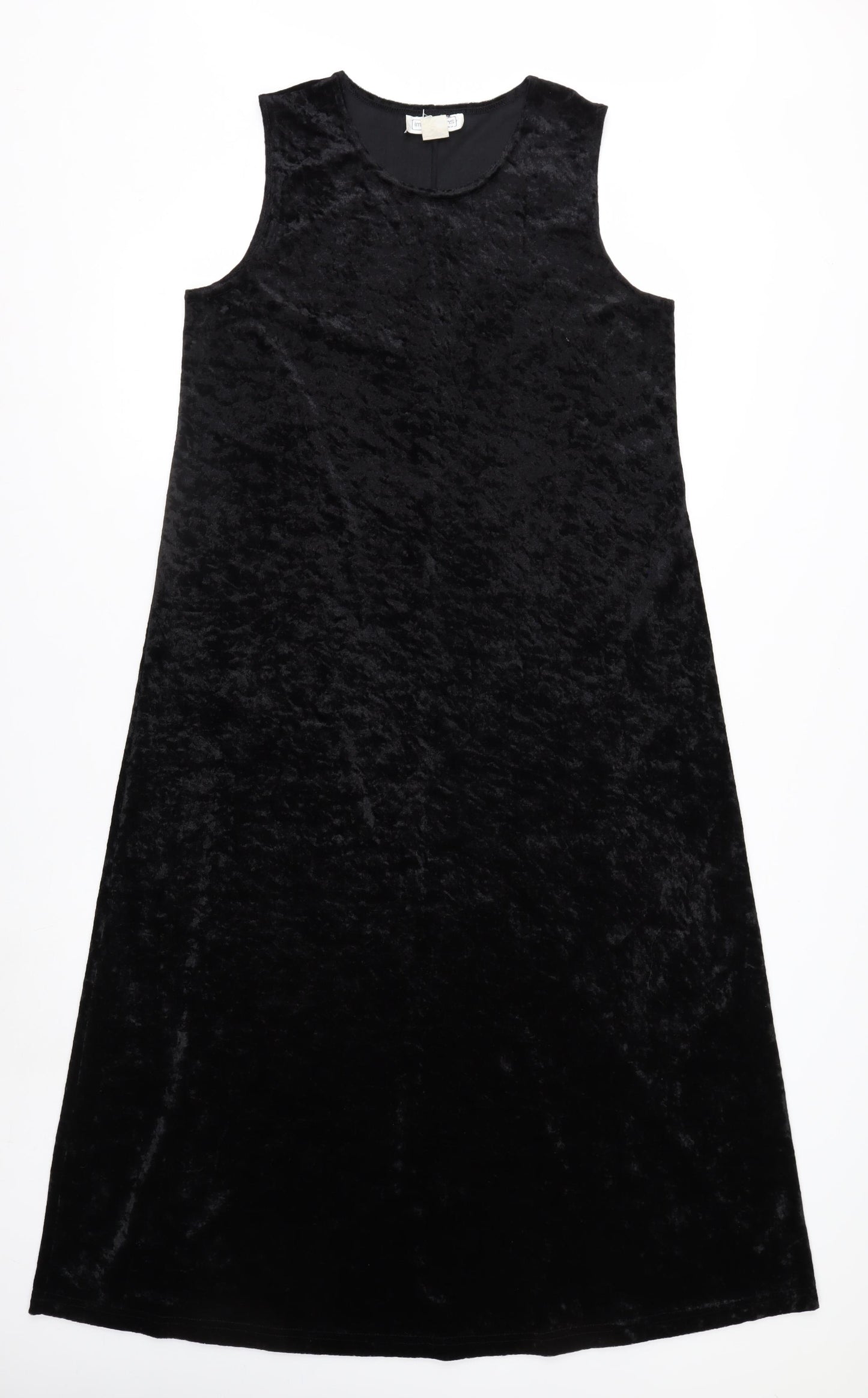 Impressions of California Women Black Velvet A-Line Midi Dress L