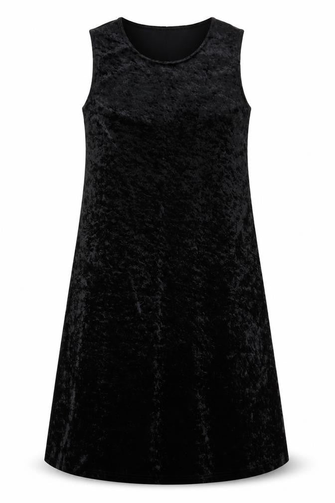 Impressions of California Women Black Velvet A-Line Midi Dress L