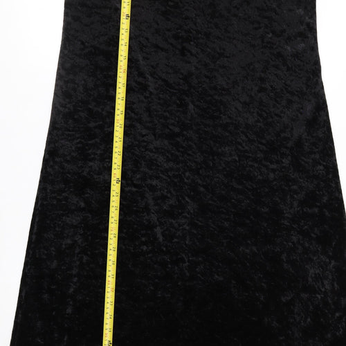 Impressions of California Women Black Velvet A-Line Midi Dress L