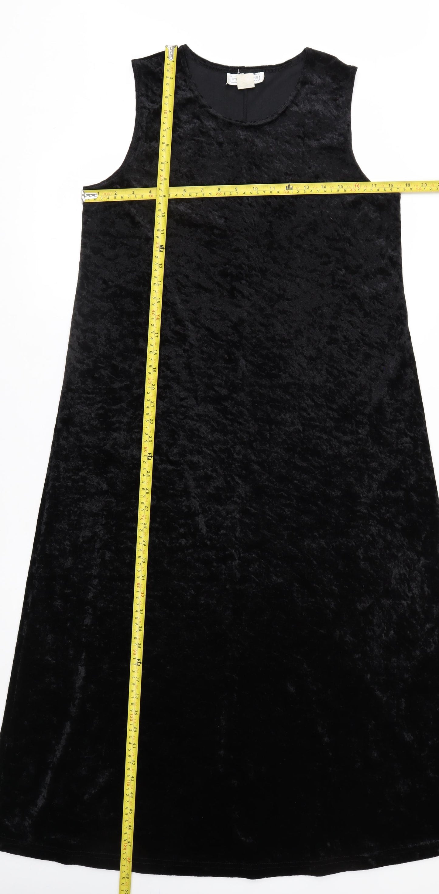 Impressions of California Women Black Velvet A-Line Midi Dress L