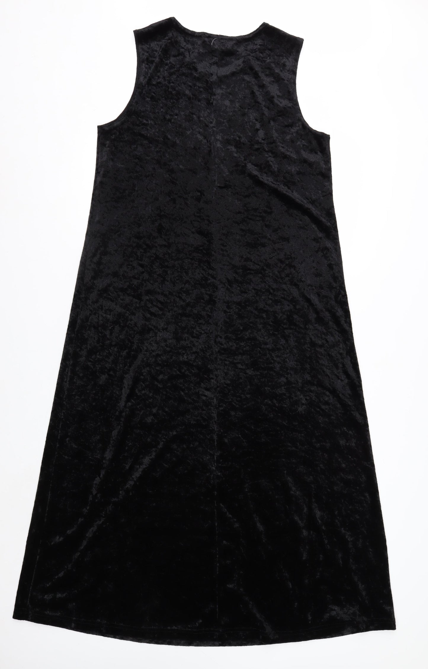 Impressions of California Women Black Velvet A-Line Midi Dress L
