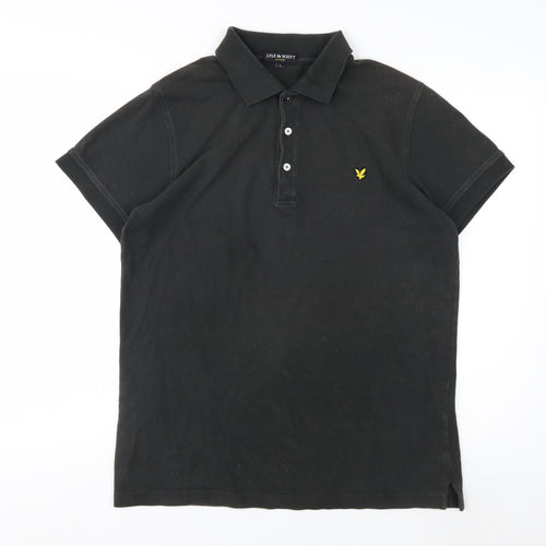 Lyle & Scott Men's Black Cotton Polo Shirt Size L Classic Fit