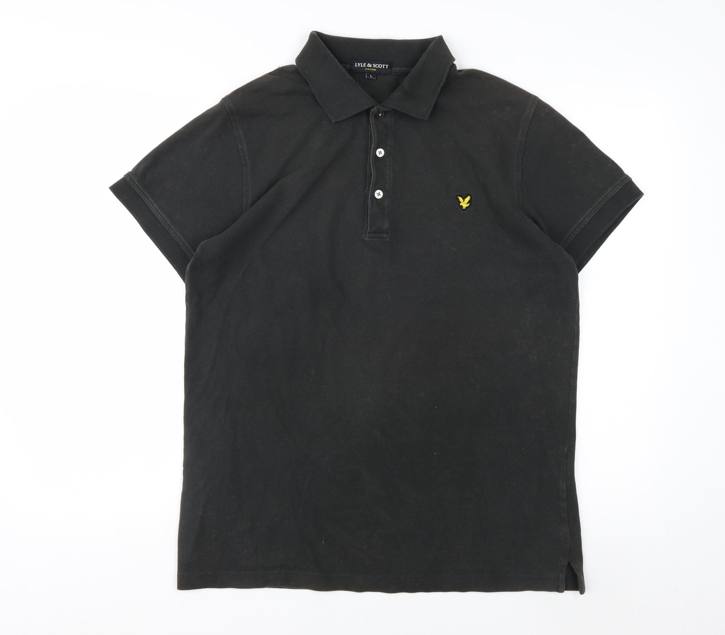 Lyle & Scott Men's Black Cotton Polo Shirt Size L Classic Fit