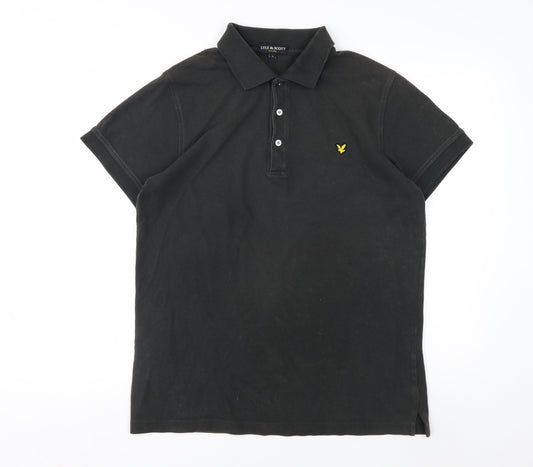 Lyle & Scott Men's Black Cotton Polo Shirt Size L Classic Fit