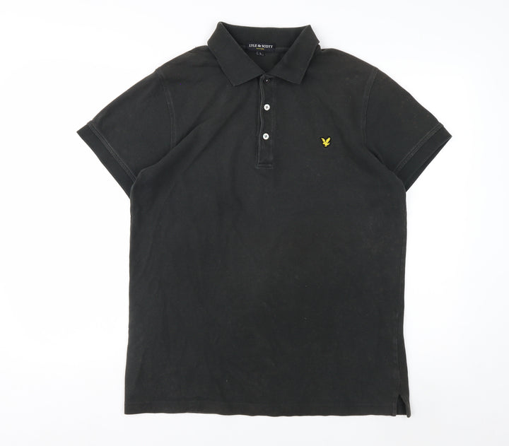 Lyle & Scott Men's Black Cotton Polo Shirt Size L Classic Fit