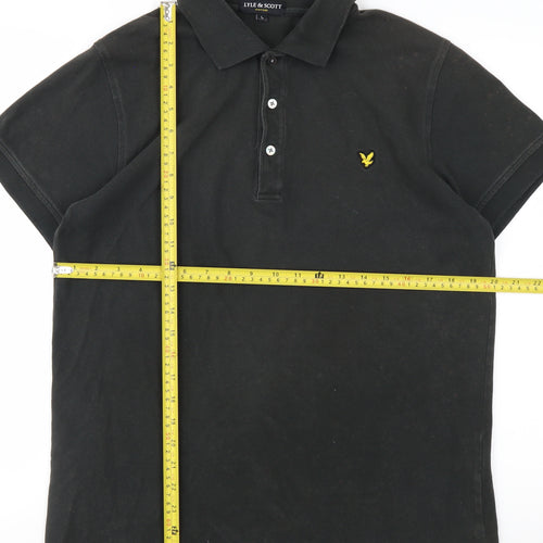 Lyle & Scott Men's Black Cotton Polo Shirt Size L Classic Fit