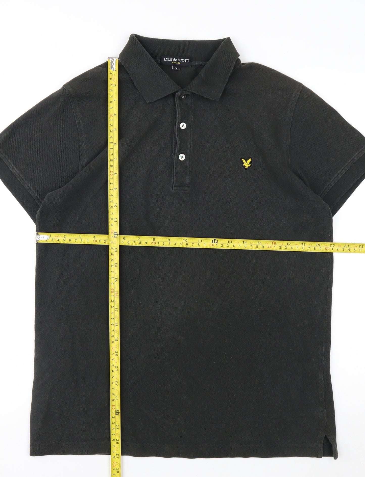 Lyle & Scott Men's Black Cotton Polo Shirt Size L Classic Fit