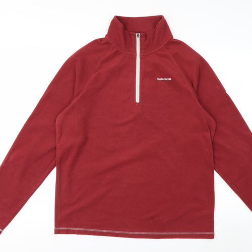 Craghoppers Mens Red 1/2 Zip Fleece Sweatshirt Size L Outdoor Pullover