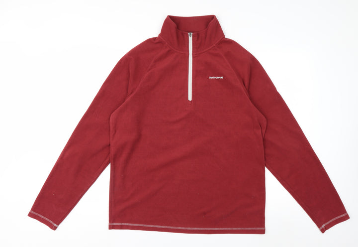 Craghoppers Mens Red 1/2 Zip Fleece Sweatshirt Size L Outdoor Pullover