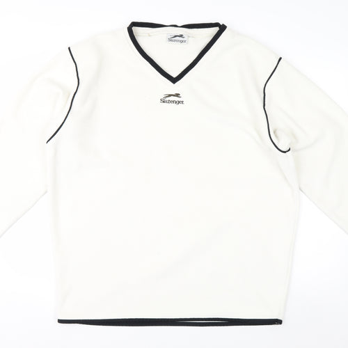 Slazenger Men's White XL Fleece V-Neck Pullover Sweatshirt