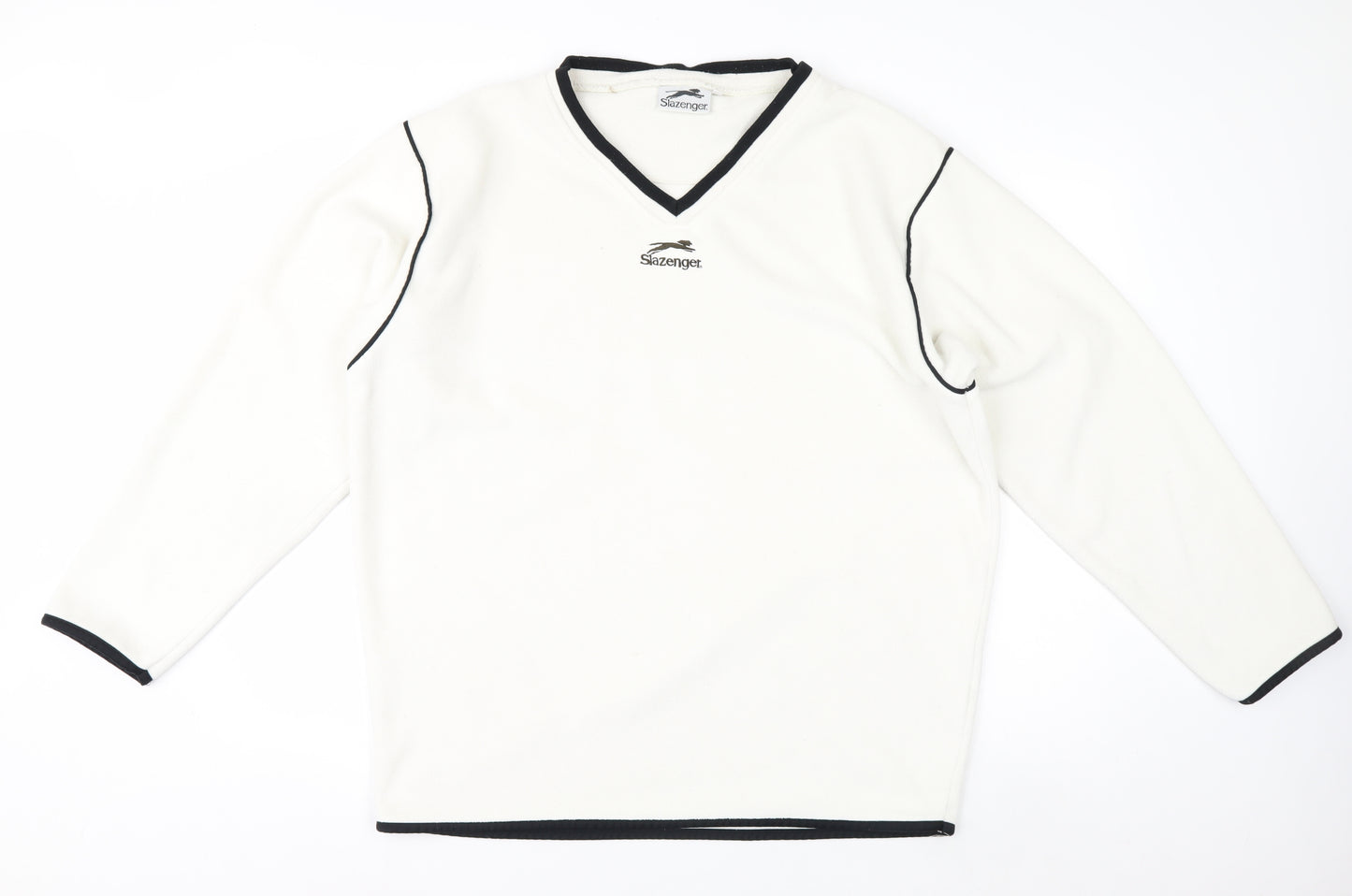 Slazenger Men's White XL Fleece V-Neck Pullover Sweatshirt