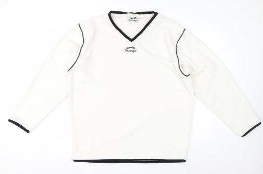 Slazenger Men's White XL Fleece V-Neck Pullover Sweatshirt