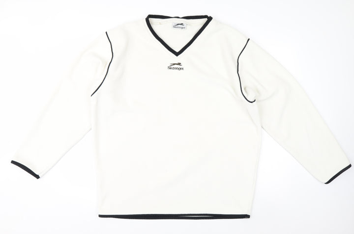 Slazenger Men's White XL Fleece V-Neck Pullover Sweatshirt