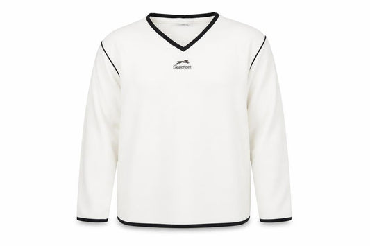 Front view of Slazenger Men's White XL Fleece V-Neck Pullover Sweatshirt