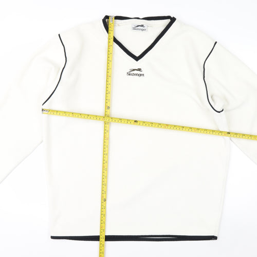 Slazenger Men's White XL Fleece V-Neck Pullover Sweatshirt