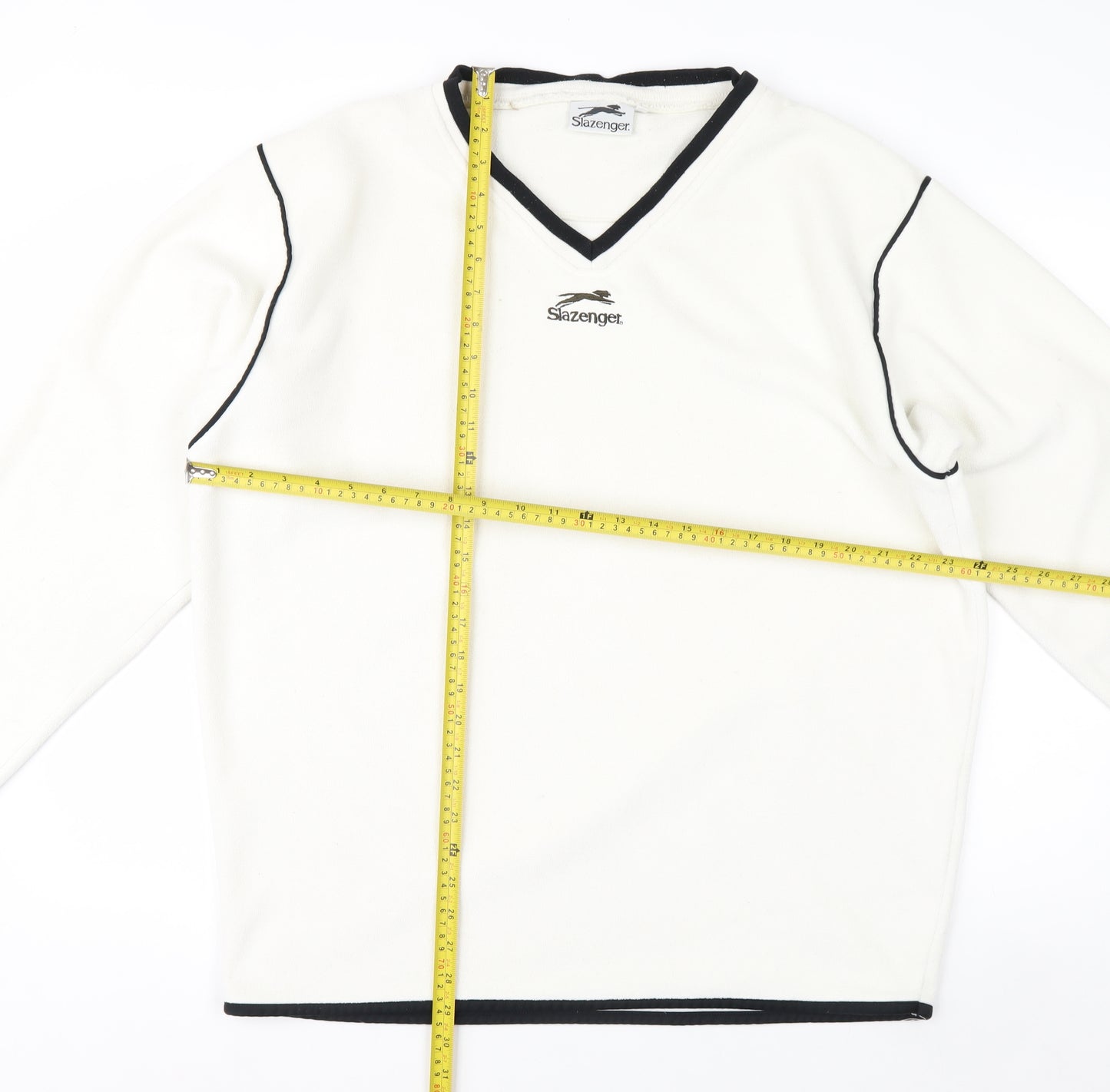 Slazenger Men's White XL Fleece V-Neck Pullover Sweatshirt
