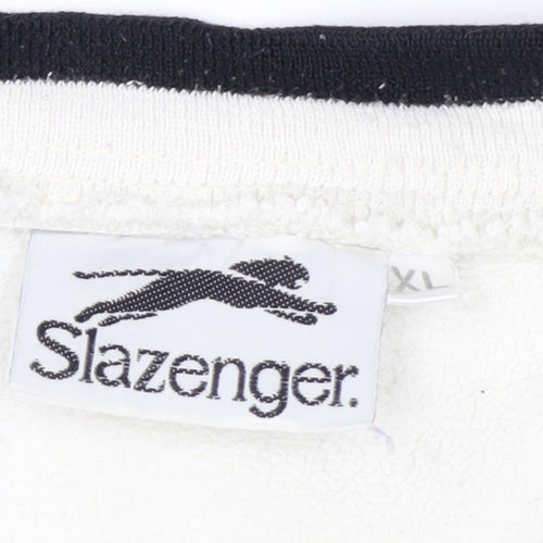 Slazenger Men's White XL Fleece V-Neck Pullover Sweatshirt