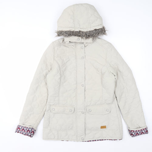 Trespass Women Beige Quilted Hooded Mid-Length Jacket UK 10