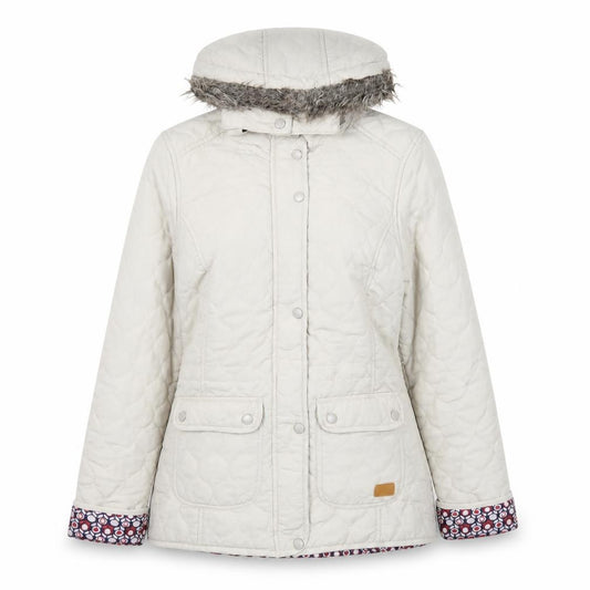 Trespass Women Beige Quilted Hooded Mid-Length Jacket UK 10