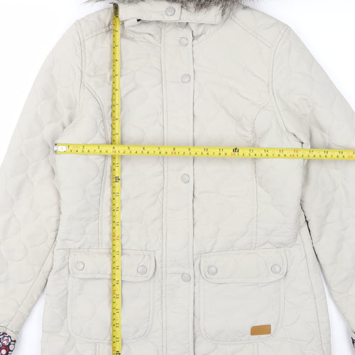 Trespass Women Beige Quilted Hooded Mid-Length Jacket UK 10