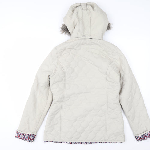 Trespass Women Beige Quilted Hooded Mid-Length Jacket UK 10